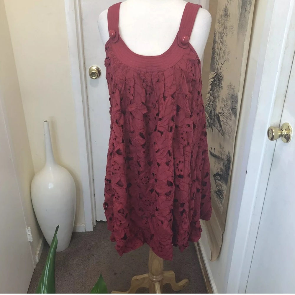 Tracy Reese New York Red mini linen Dress Shirt